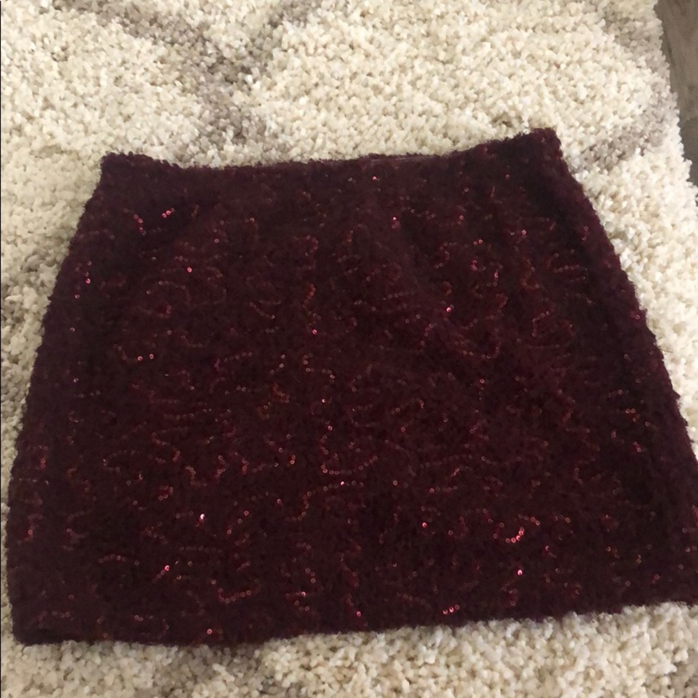 Burgundy sequin skirt